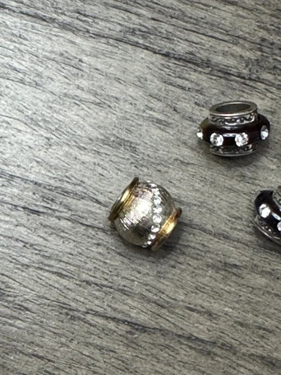 Brighton Silver and Gold Decorative Bead Charms with Crystal Accents - Picture 3 of 5